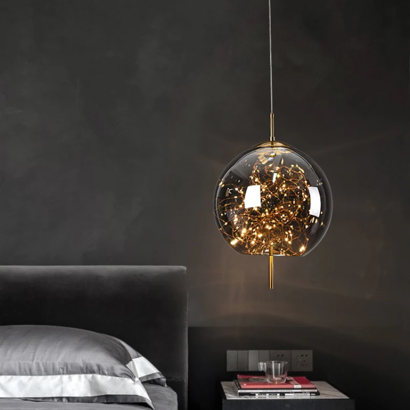 Imagem -04 - Nordic Glass Star Pendant Light Lustre Simples Moderno Luminária Pingente de Luxo Decoração do Quarto Lâmpada Suspensa para Quarto Cabeceira Sala de Estar