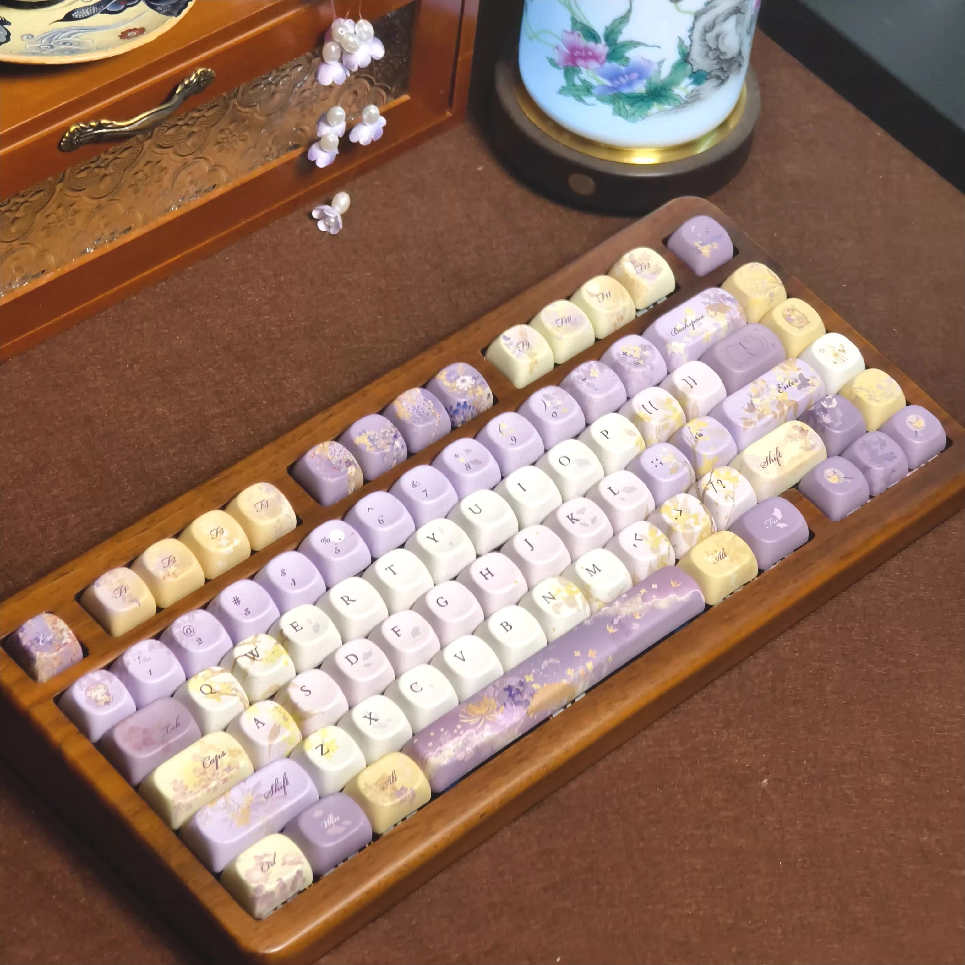 Moa Keycaps Guimanlong Cherry For Mechanical Keyboard Purple-Yellow Gradient Pbt Rounded Keycap