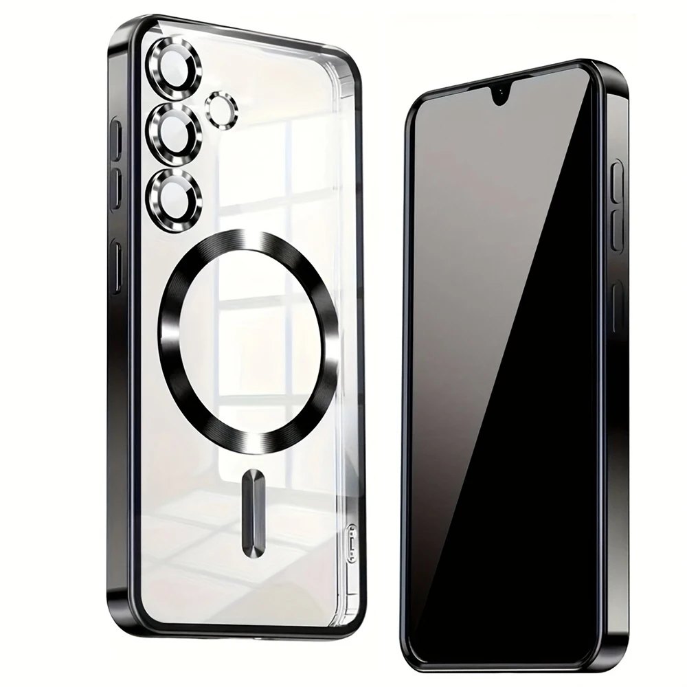 Luxury Magnetic Plating Clear Phone Cases for Samsung Galaxy S26 S25 S24 S 26 Ultra S26 Plus S26Ultra Shockproof Soft Back Cover