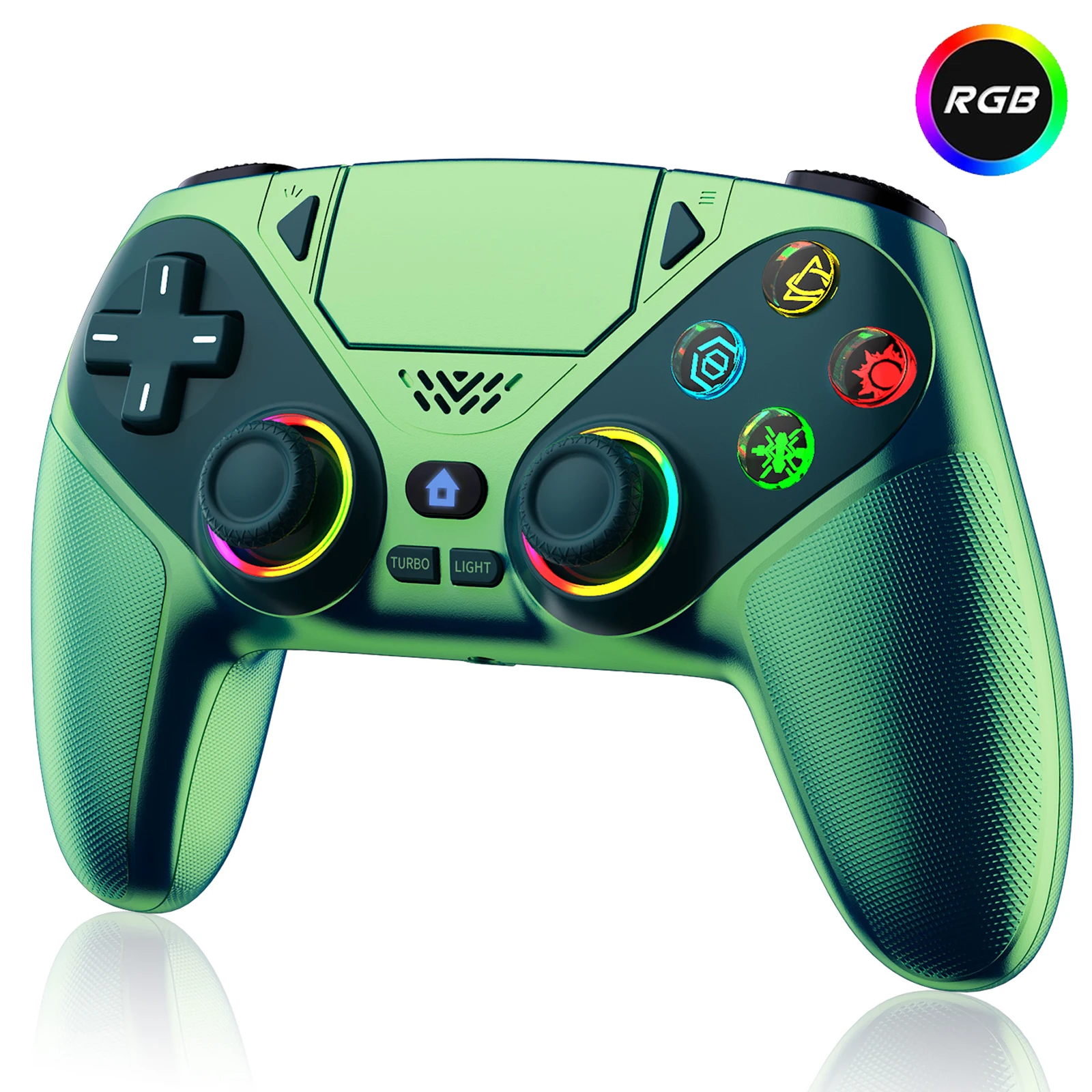 Controller voor PlayStation 5/PS5 Pro/Slim/PC, 6-assige Gryo No Drift RGB draadloze gamepads Marco/Turbo game joystick afstandsbediening - afbeelding 1