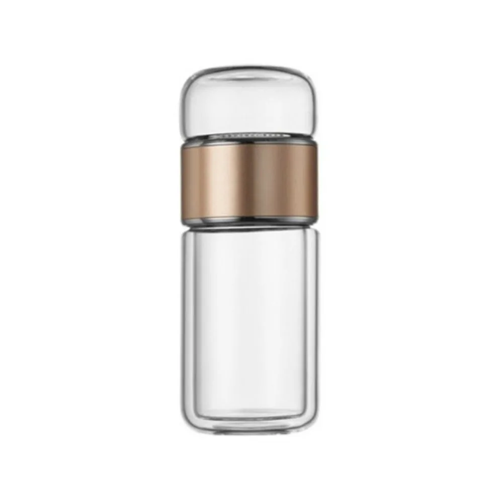 

Portable 350ml Glass Tea Water Bottle Double Layer Leak Proof Tea Infuser Bottle with Tea Filter Flower Tea Cup Office
