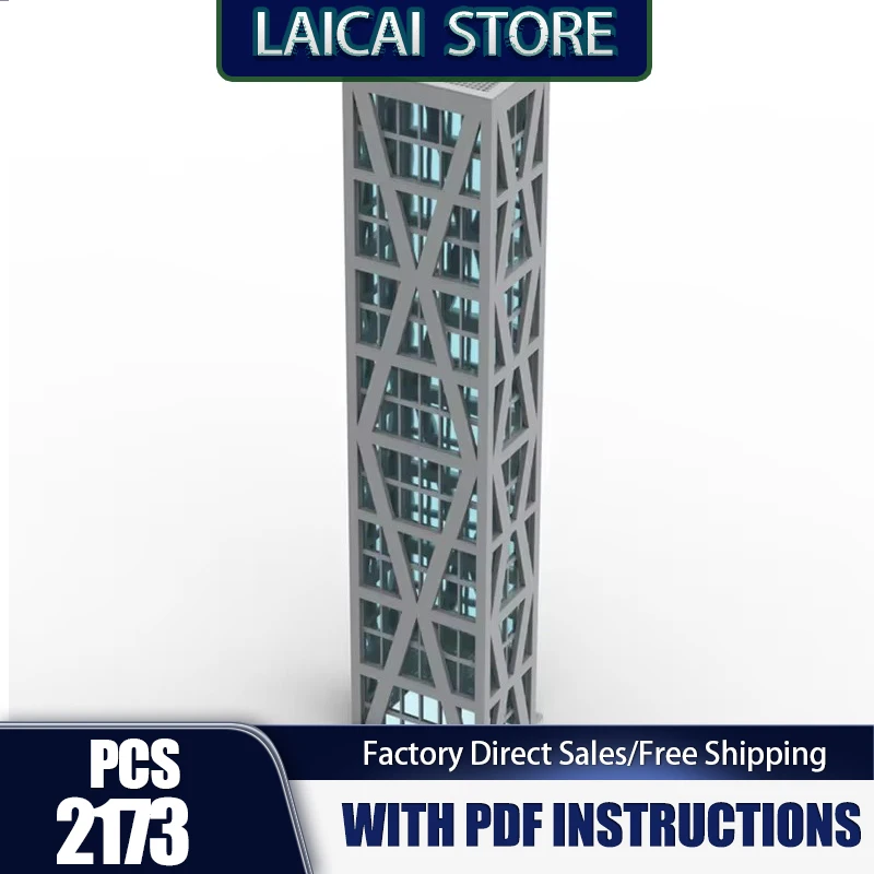 Street View Moc Building Blocks 16-Storey High-Rise Building Model Technology Brick DIY Assembly Construction Holiday Set Toys