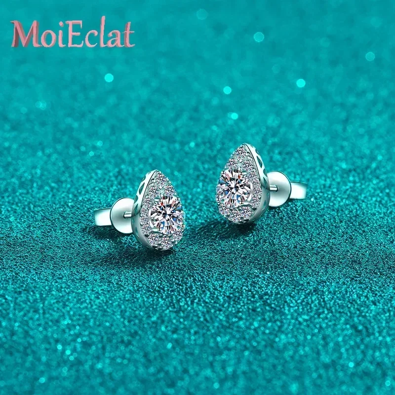 

Ювелирные изделия MoiEclat: платиновые серьги-гвоздики Pt950 в форме груши для женщин, серьги с муассанитом 1 карат, простые серьги-подвески в форме капли, подарок