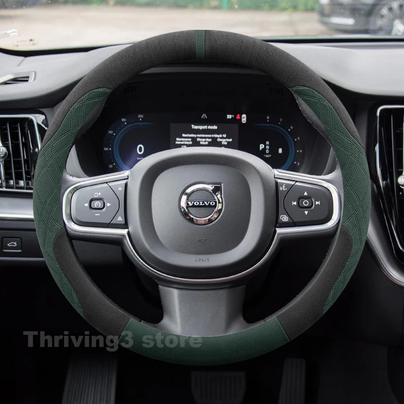 الجلد المدبوغ الدافئة غطاء عجلة القيادة سيارة لفولفو xc60 2026 2015-2025 xc40 s90 2025 شتاء دافئ اكسسوارات السيارات الداخلية #6