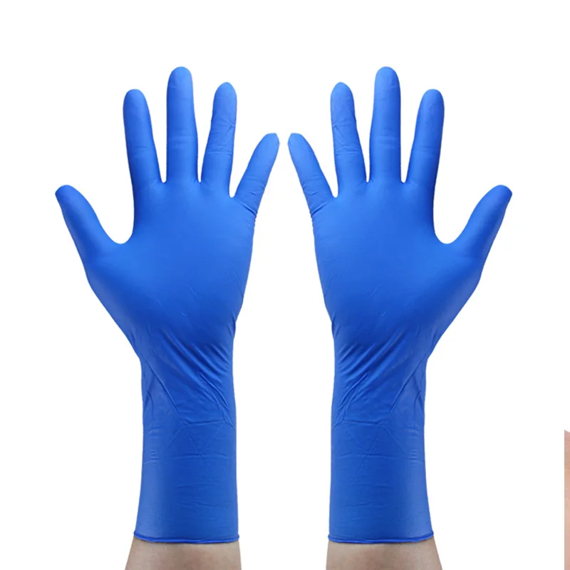 12 Inches Acid and Alkali Resistant Kitchen Household Scrubber DishwashingTools Disposable Rubber Cleaing Nitrile Gloves