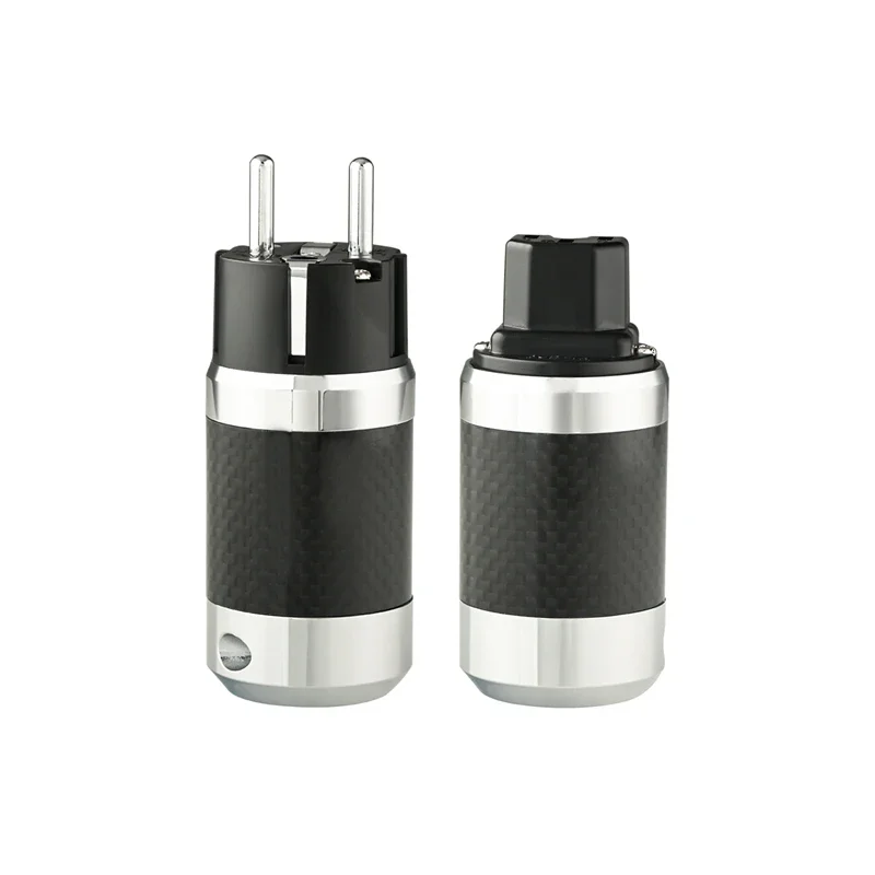 HiFi EU Netzstecker Kohlefaser rhodiniert C13 IEC Stecker für Verstärker CD Audio Stromkabel