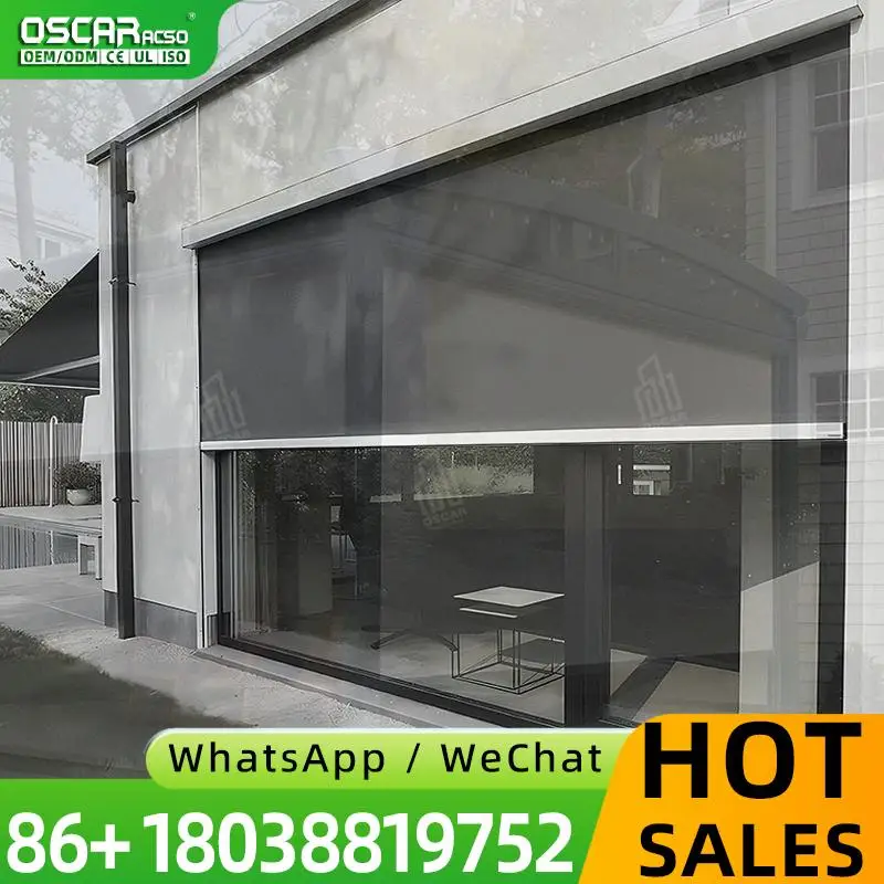 Motorized Outdoor Blinds Waterproof Windproof Privacy Screen for Balcony Patio Terrace Shades Coverings Rolling shutter