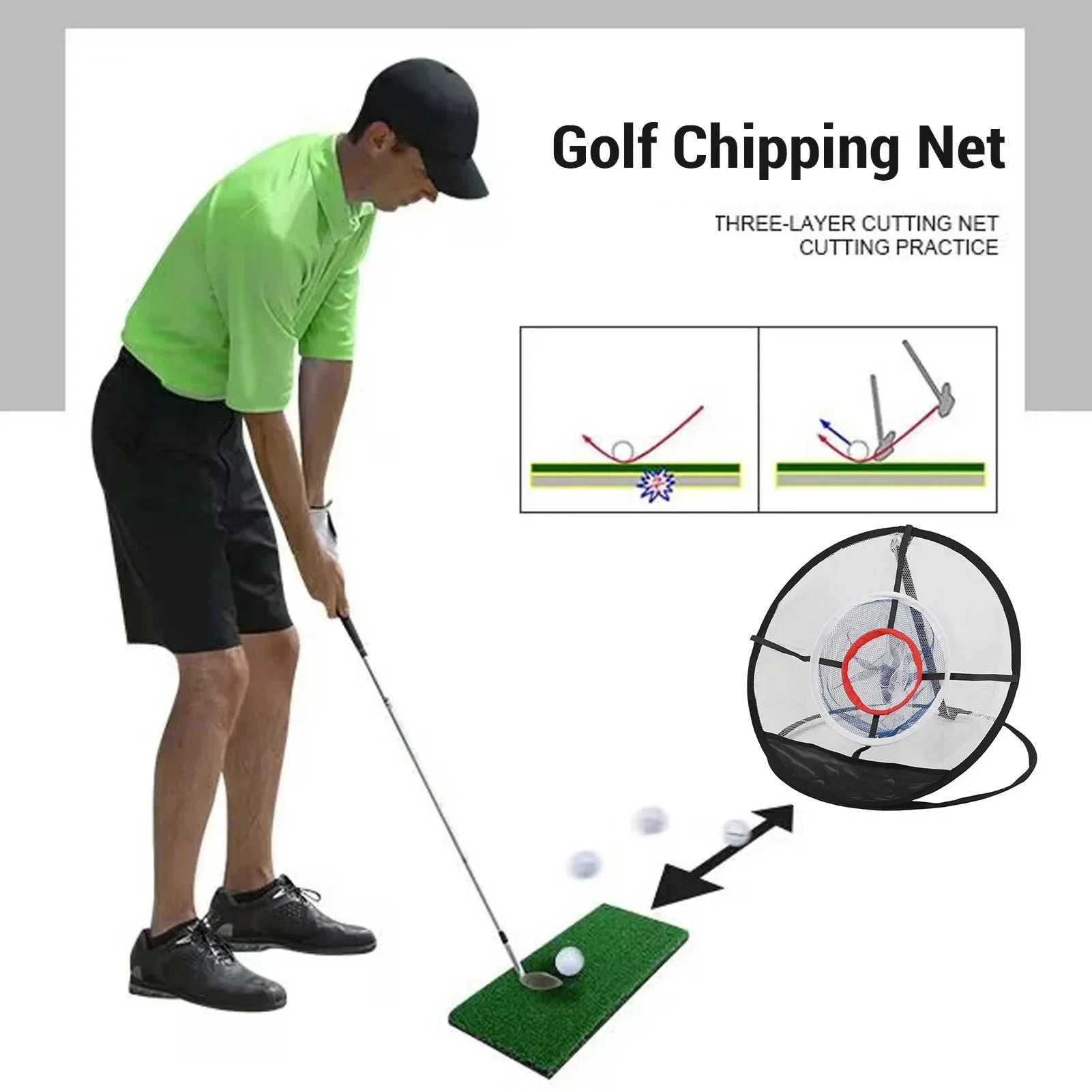 

Сетка для отколов в гольфе, улучшающая уровни навыков, быстрая установка, 3, сложная мишень, портативная для использования в помещении и на открытом воздухе
