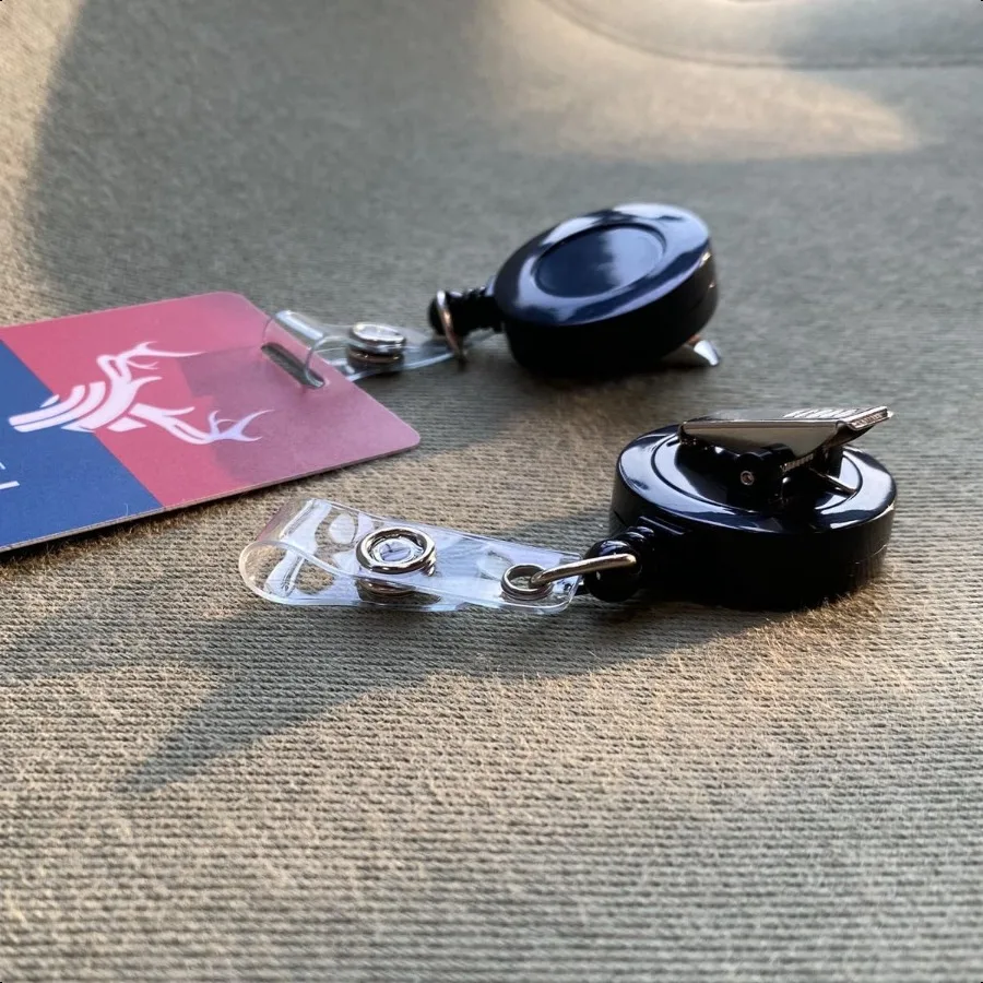 2 Pack Retractable ID Name Badge Holder Reels with Swivel Alligator Clip Black