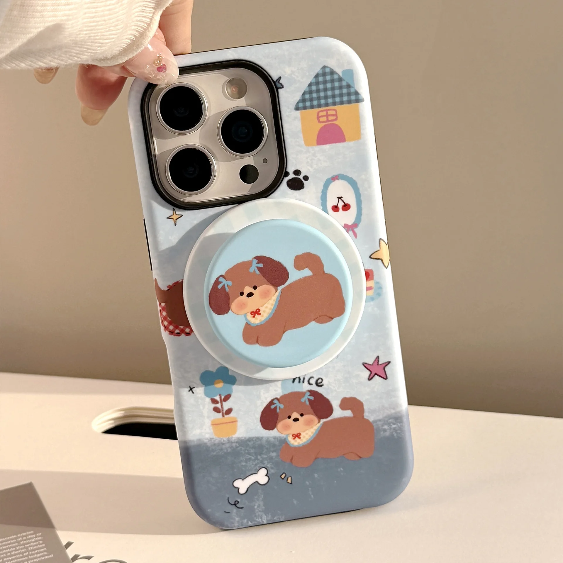 الكورية الكرتون جرو قوس المغناطيسي جراب هاتف آيفون 17 16 15 14 13 12 البسيطة 11 برو ماكس للصدمات واقية الغلاف الصلب #6