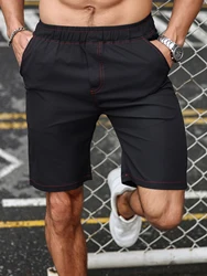 Men's Solid Color Shorts Black Colorblock Pants