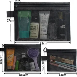 Borsa per cosmetici da donna nuova in rete Borsa da viaggio per trucco Organizzatore Borsa per trucco femminile Custodia per bellezza da toilette piccola e grande portatile