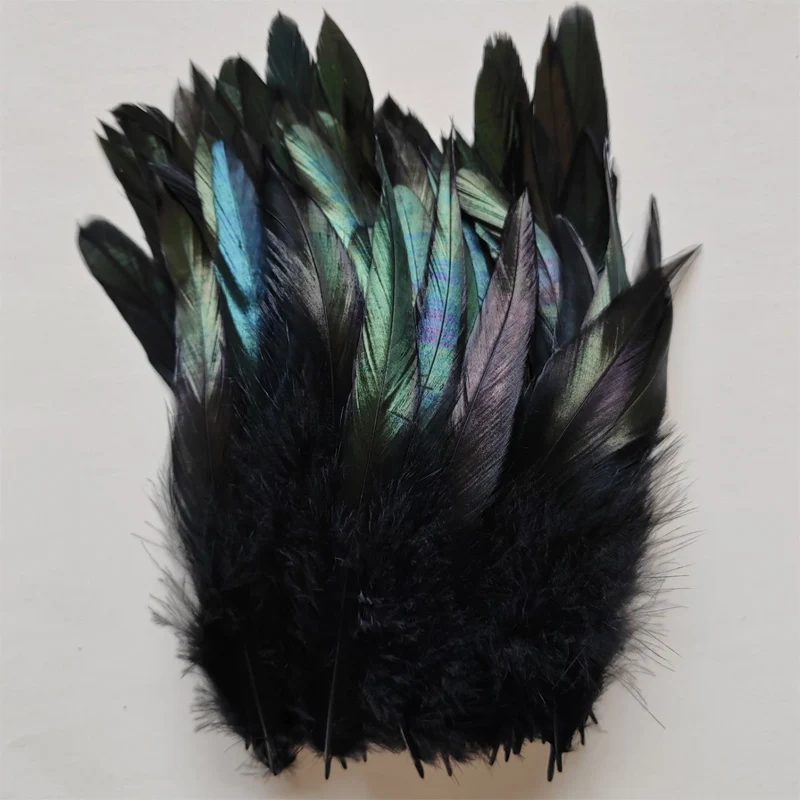 200Pcs Black Half Bronze Saddle Badger Rooster Feathers,6-8in (15-20cm),Natural Craft Feathers for Millinery,DIY Crafts,Collecti