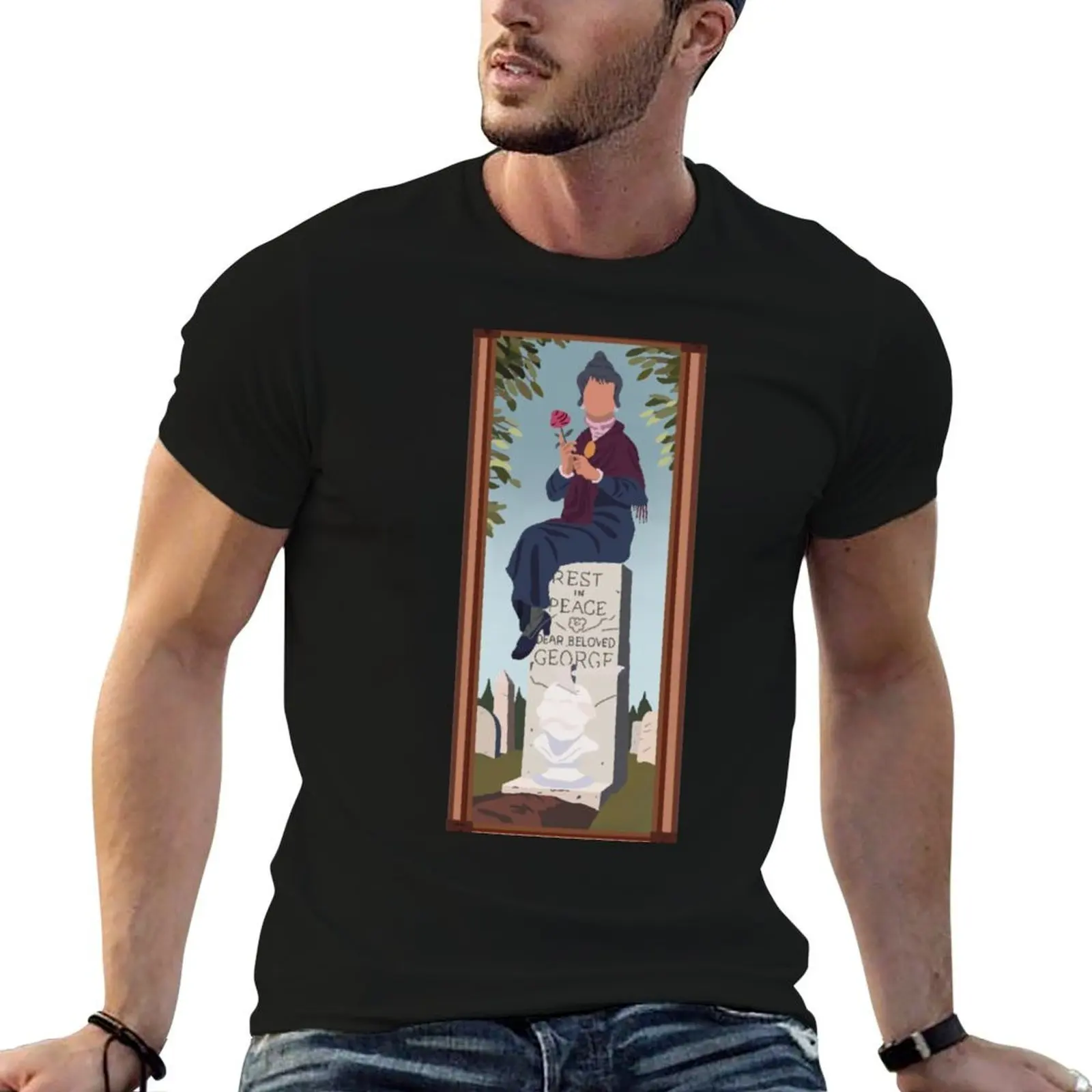 

Minimalist Old Woman Haunted Mansion Portrait T-Shirt t shirts for man cotton t shirt man luxury T-Shirt