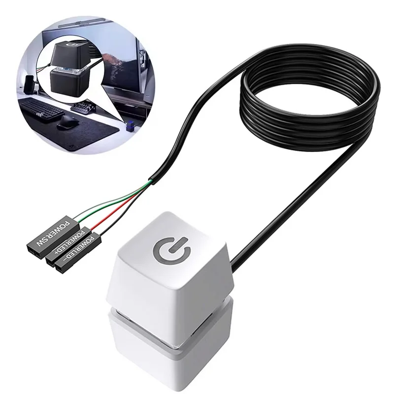 1.8m LED Push Button Computer Desktop Switch PC Motherboard External Start Power On/Off Button Extension Cable For Home Office