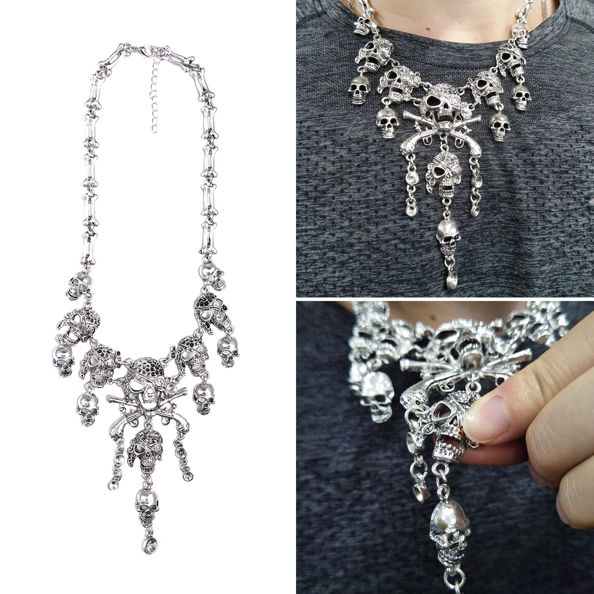 

Skull Necklace Gothic Golden Choker Pendant Lightweight Rust Resistant Jewelry For Women Party Gift Fashion Collar