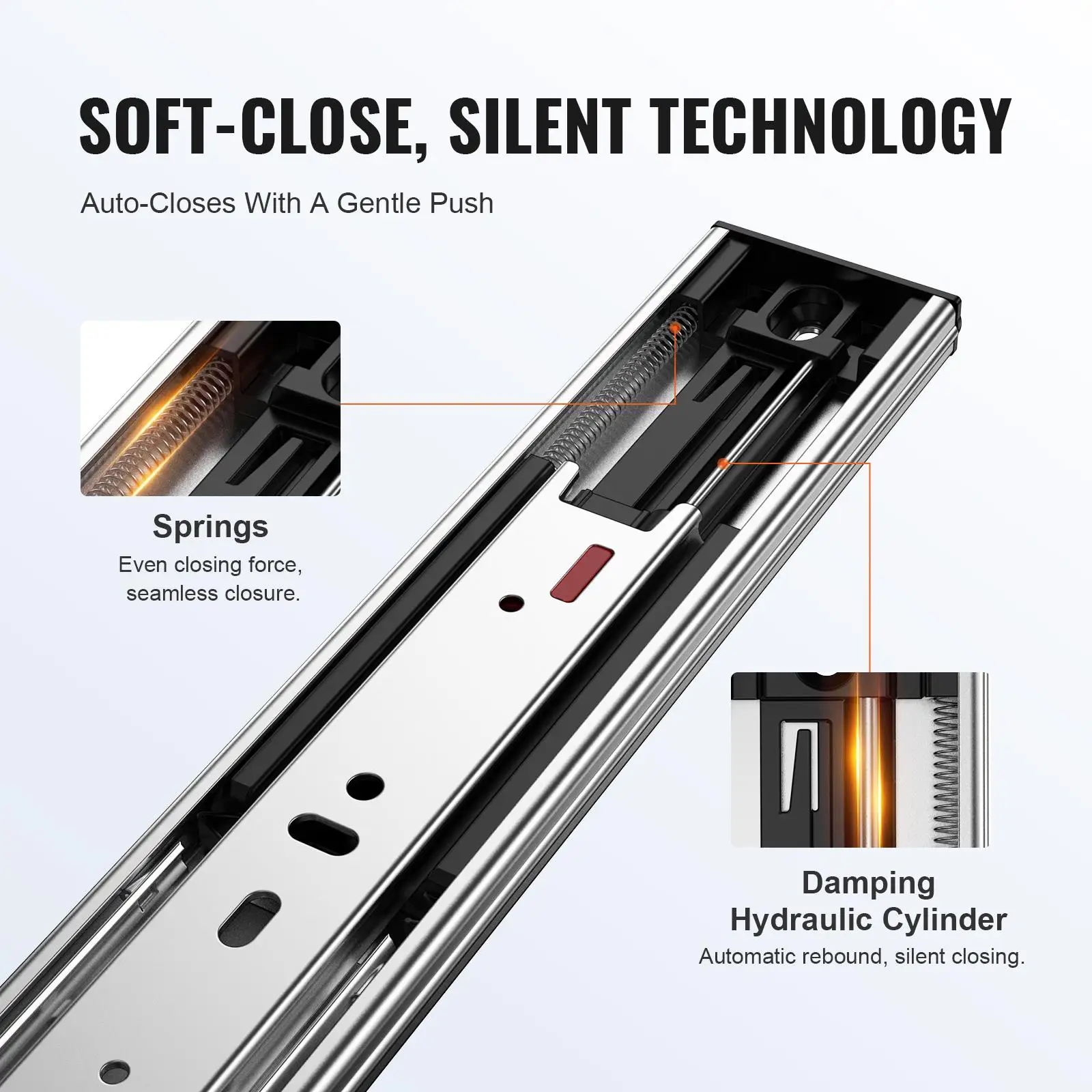 6 Pairs 16 Inch Side Mount Drawer Slides Heavy Duty Full Extension Soft Close Ball Bearing Cabinet Rails 100 Lbs Load Capacity Noiseless Guide Glides