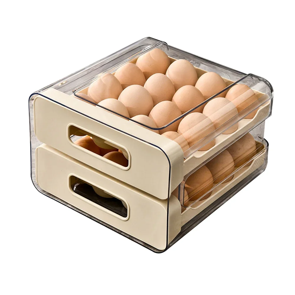 

Refrigerator Egg Holder For Fridger 2-Layer Drawer Type Stackable Storage Box