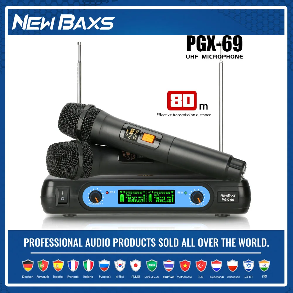 

Wireless Microphon NEW BAXS PGX-69 Professional UHF Karaoke Handheld Mic Frequency Adjustable 80M For Party Show Stage Wedding