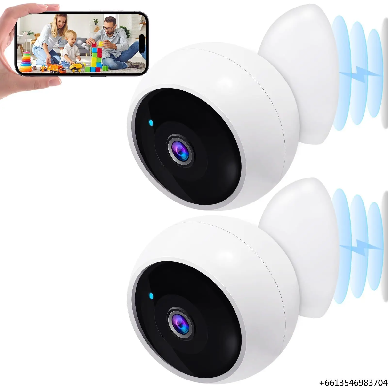 

Security Cameras Wireless Outdoor Indoor Magnetic 2-Pack Install-Free Smart 2K WiFi Long Battery Life Home Security AI Motion