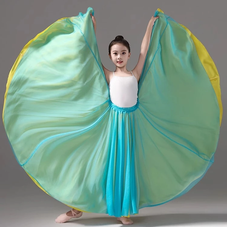 

Girls Classical Dance Costume 540/720 Degrees Daily Practice Clothes Skirt Folk Dance Performance Stage Dance Cosplay Clothes