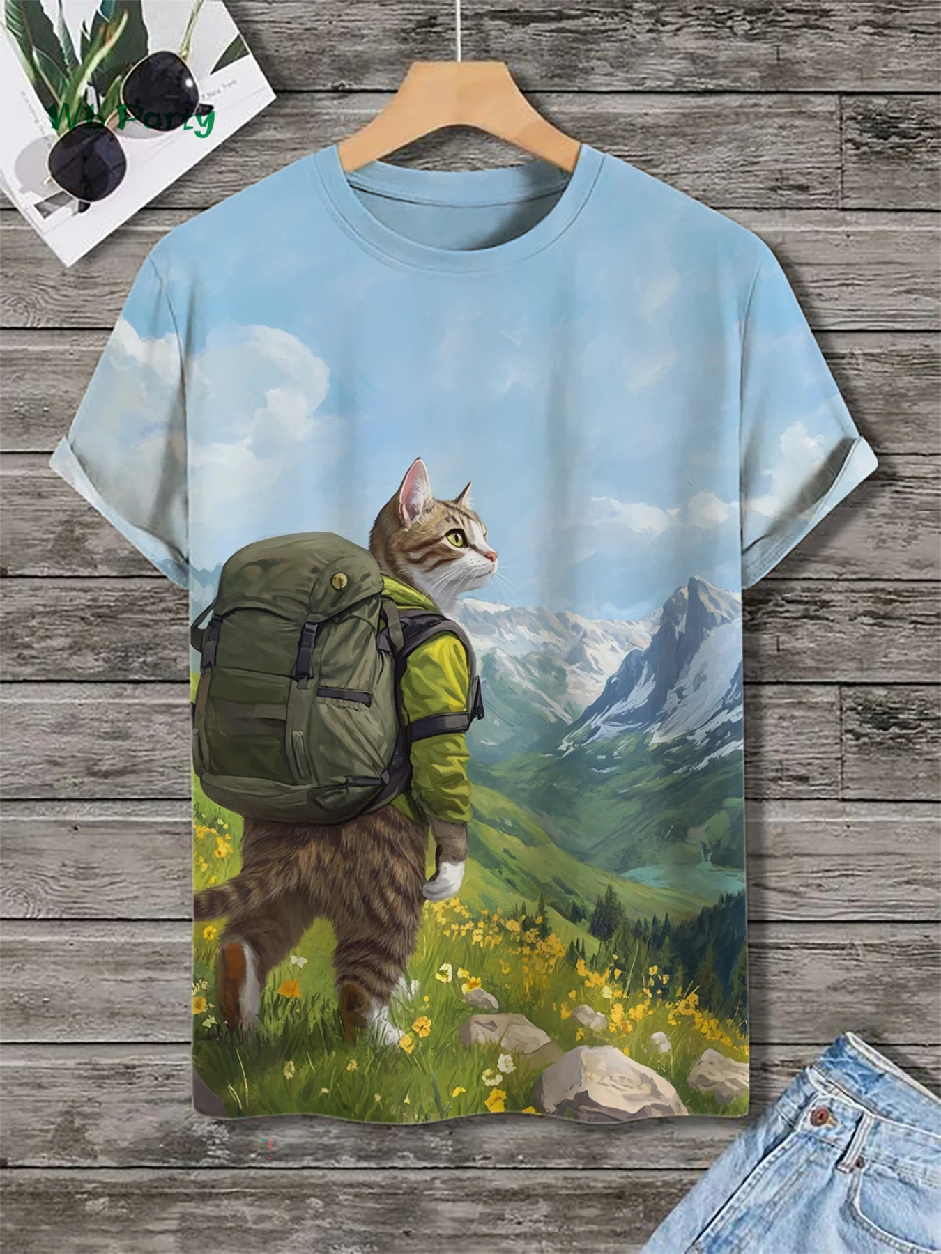 Funny Men's T-Shirt 3D Travel Cat Print Short Sleeve T-Shirt Loose Personalized Casual Top Summer Men's Outdoor Casual Clothing image 6
