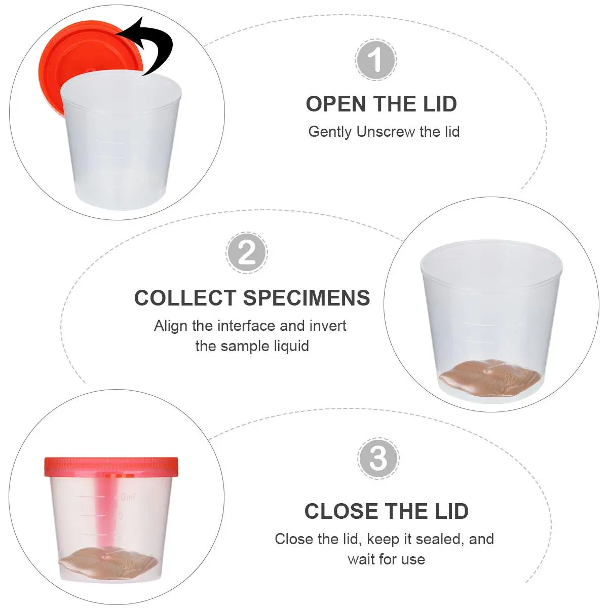 

50 Pcs Specimen Container Cup Sample Cups Stainless Steel Test Stool Medical Man