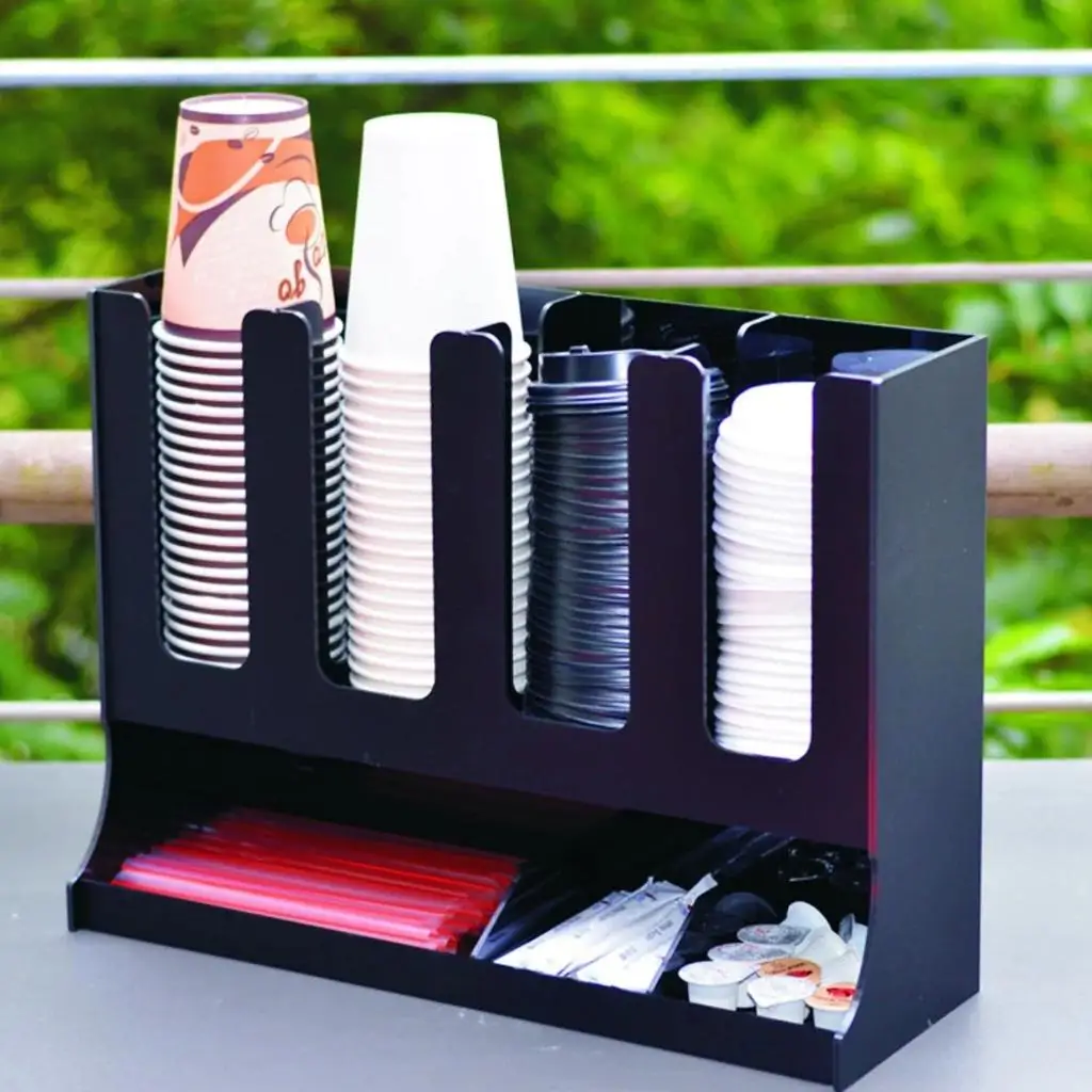 

Breakroom Coffee Condiment Organizer Countertop Disposable Cup Dispenser