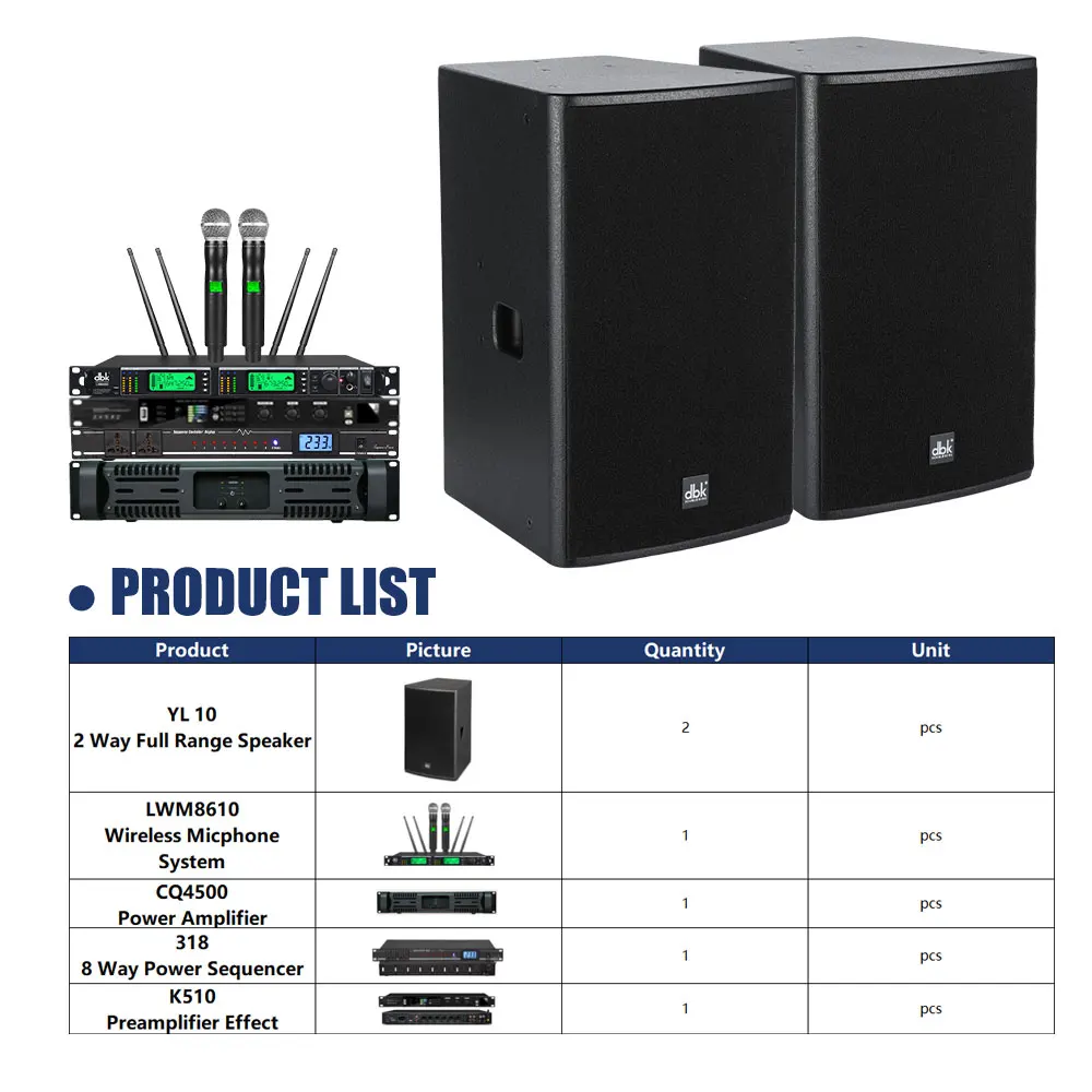 Professional 10-inch 2-way full-range speaker system DJ karaoke sound equipment PA DJ speaker full set for disco parties