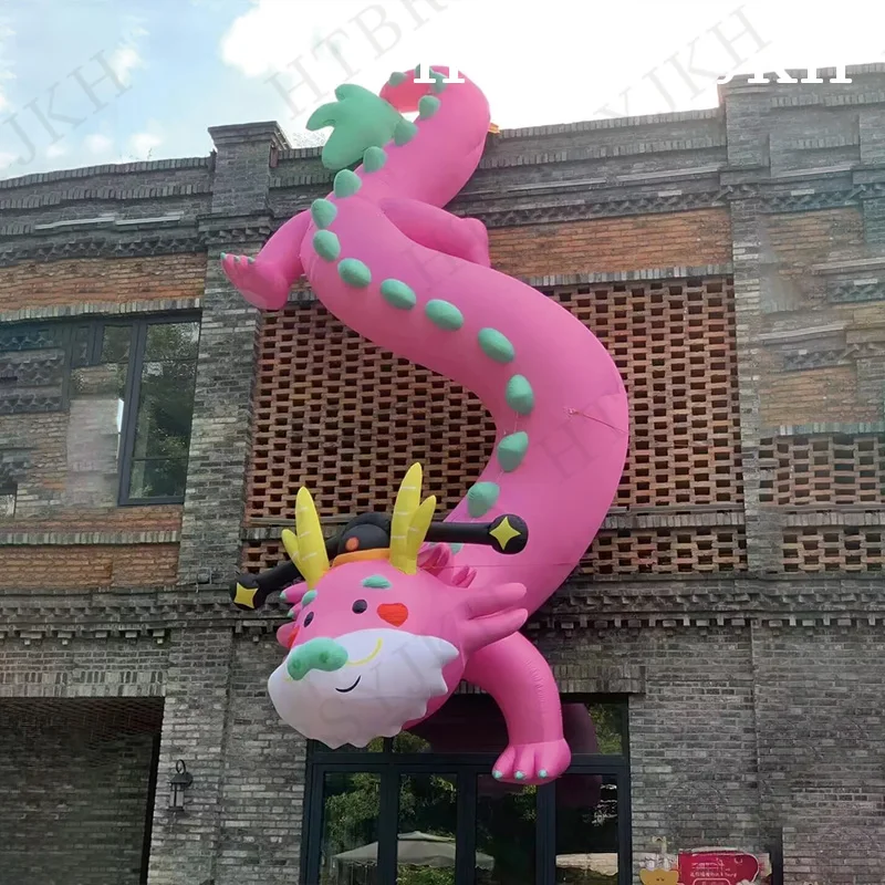 Inflatable creative cartoon dragon Year air model pink hanging climbing wall outdoor store decorative atmosphere props