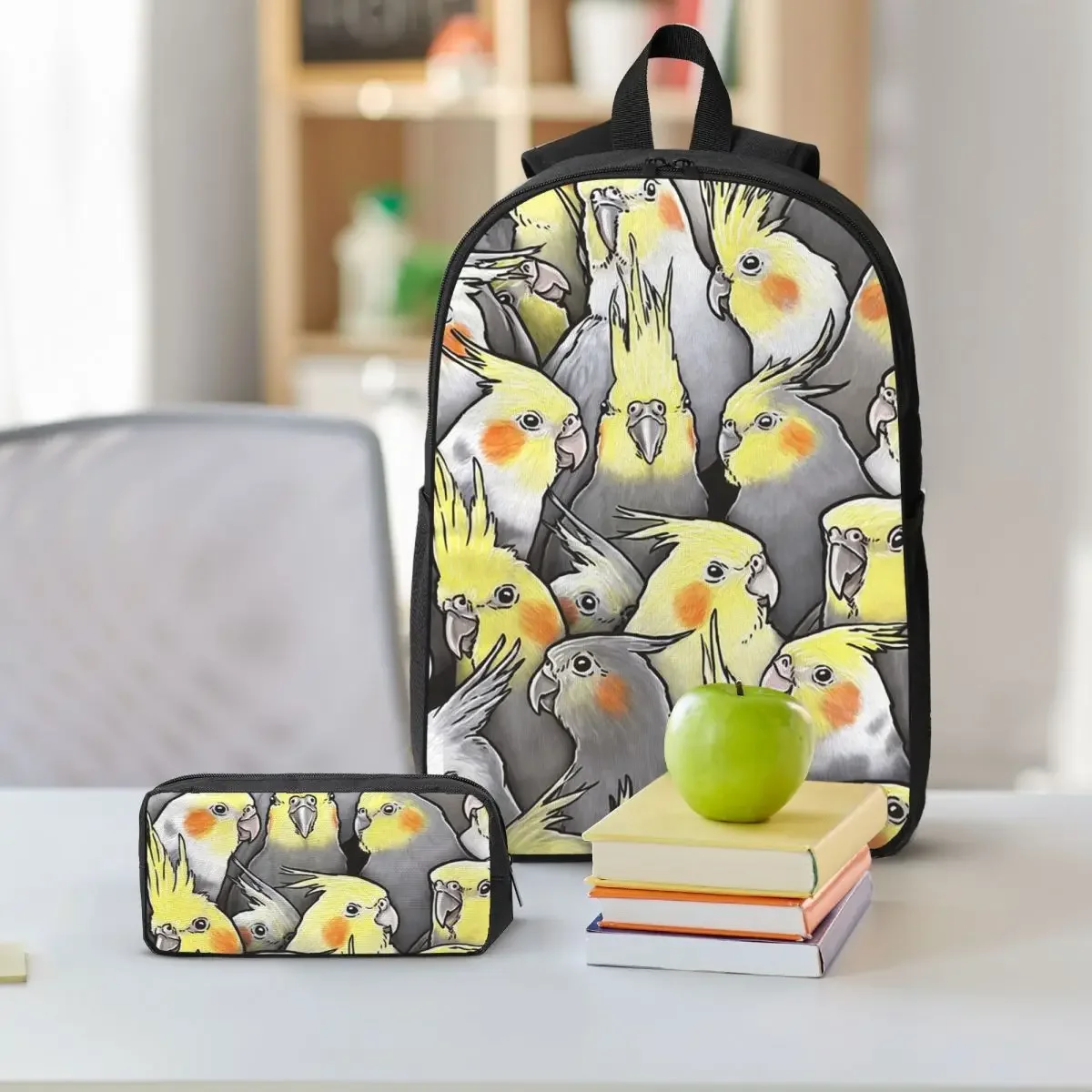 Cockatoo Cockatiel Parrot Galore Backpack Boys Girls BookBag School Bag Laptop Shoulder Bags 3ps Insulated Lunch Bag Pencil Case
