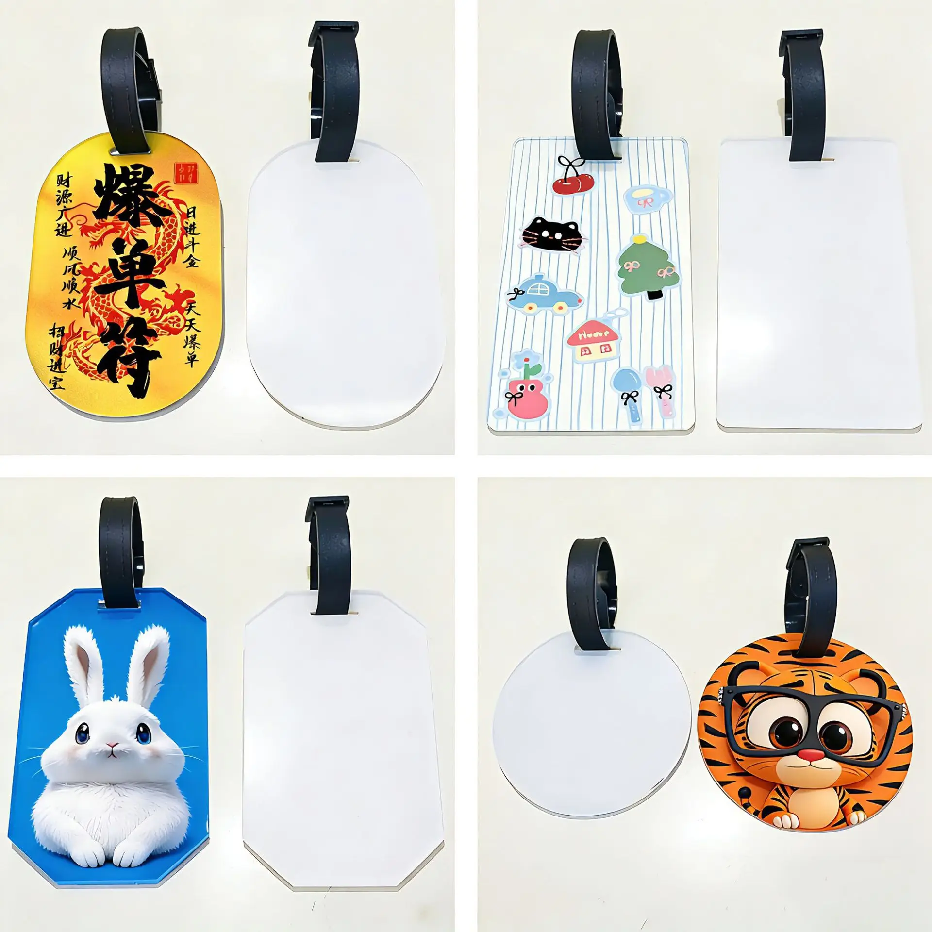 20sets Sublimation Picture Frame Acrylic Luggage Tag Blanks Travel Bag Tags with Strap Suitcase Label Tag