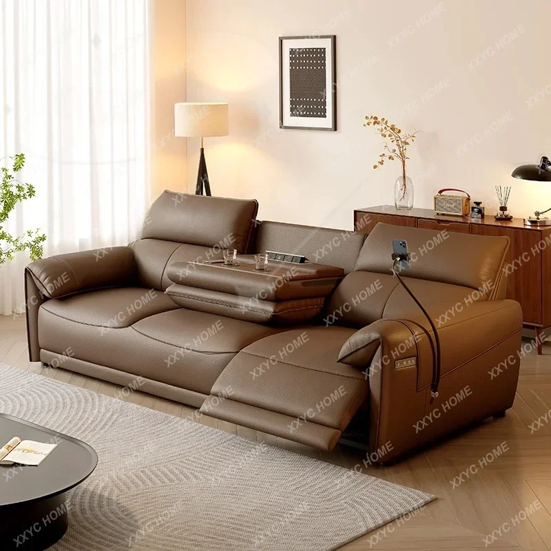 Modern Luxury Electric Recliner Home Sofa Set Genuine Leather Upholstery Latest Design for Living Room Wholesale