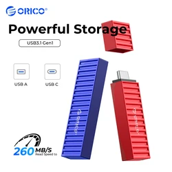 ORICO-Clé USB 128 en aluminium, 3.2 Go, 260 Go, 64 Go, 32 Go, 256 Mo/s, conteneur, clé USB pour Type-C, Android Micro, PC