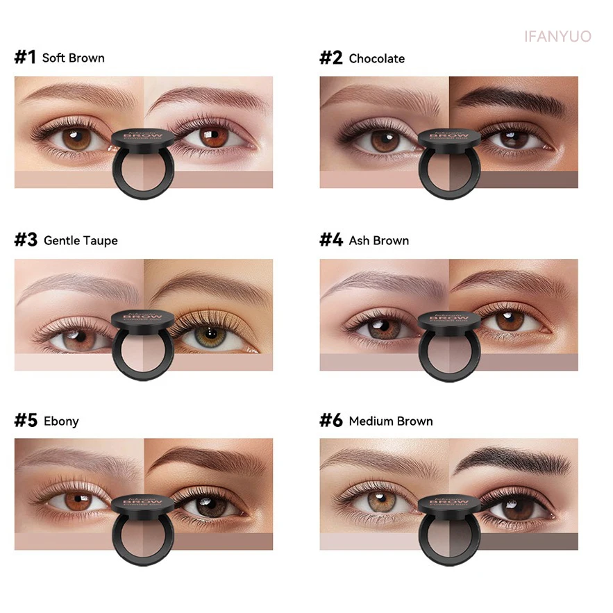 6 Kleuren Wenkbrauw Poeder Schaduw Veelzijdige Contour Natuurlijke 2-Kleur Wenkbrauw Palet Enhancer Waterdicht Blijvende Ogen Make-Up Cosmetische