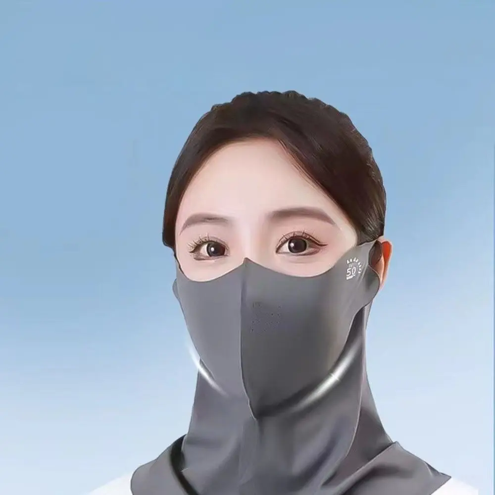 Cool Ice Silk Sun Protection Mask 3D UPF50+ Anti-UV Neck Scarf Neck Protection Dustproof Sunshade Face Mask Outdoor