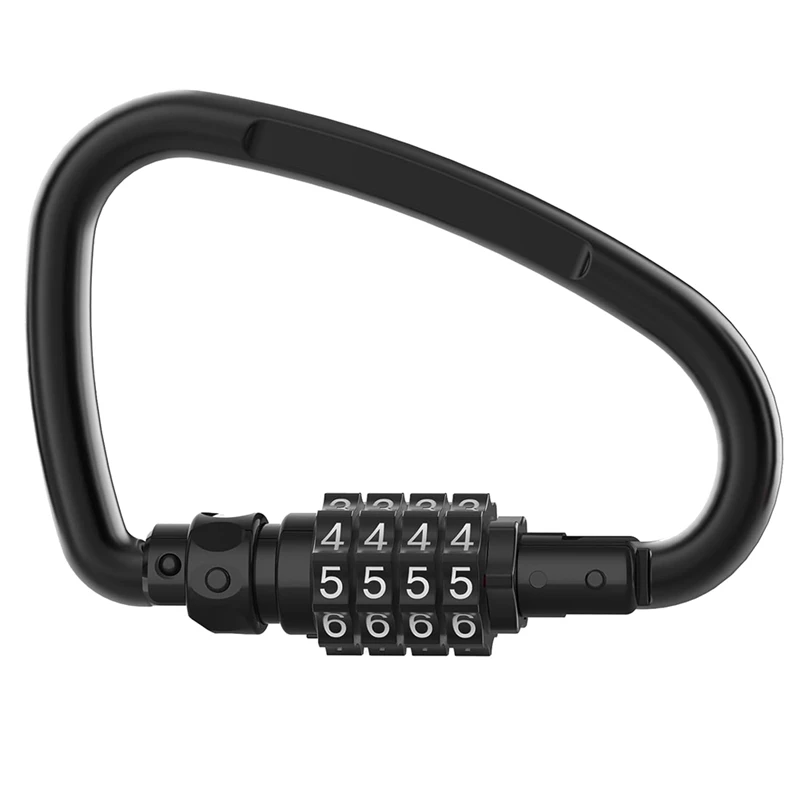 

1 PCS Combination Locks, 4-Digit Heavy Duty Carabiner Clips Black Metal For Looped Bike Security Cable Lock