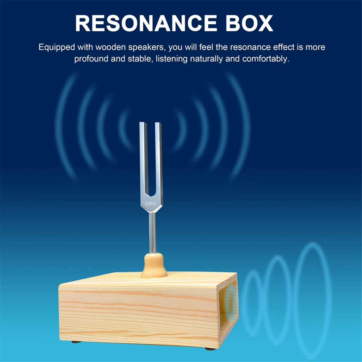 528Hz Tuning Fork with Resonance Box, Aluminum Alloy, Wooden Speaker, Perfect for SPA Aromatherapy, Resonance