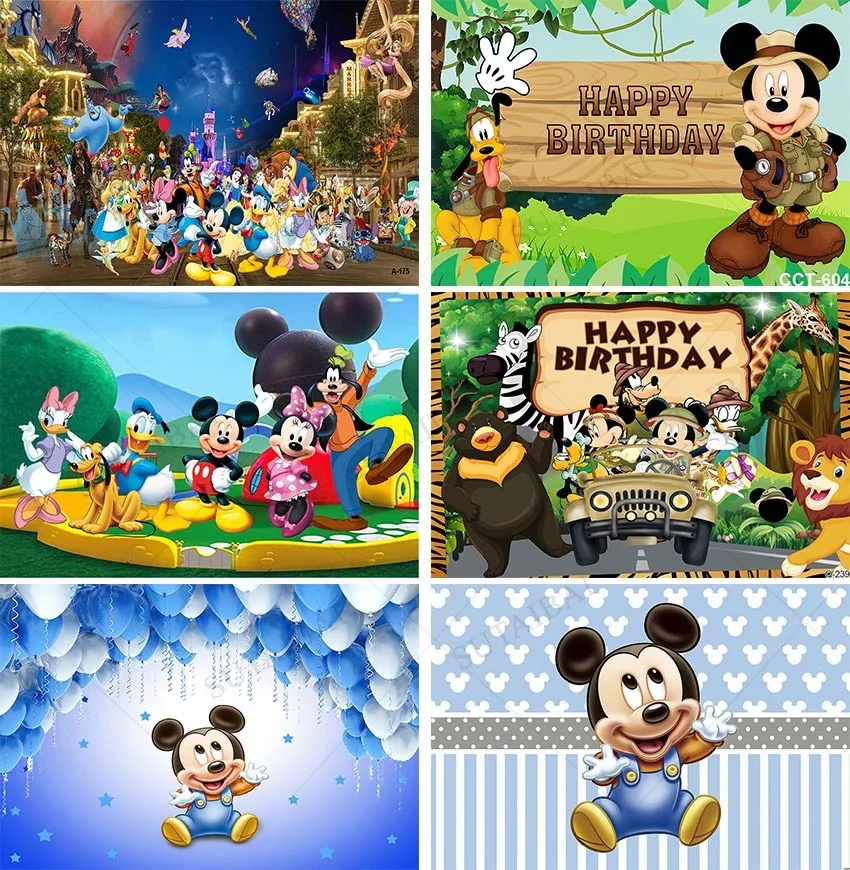 

Disney Safari Mickey Mouse Party Backdrops Decoration Backgrounds Vinyl Photography Banner Baby Shower Boys Kids Birthday Party