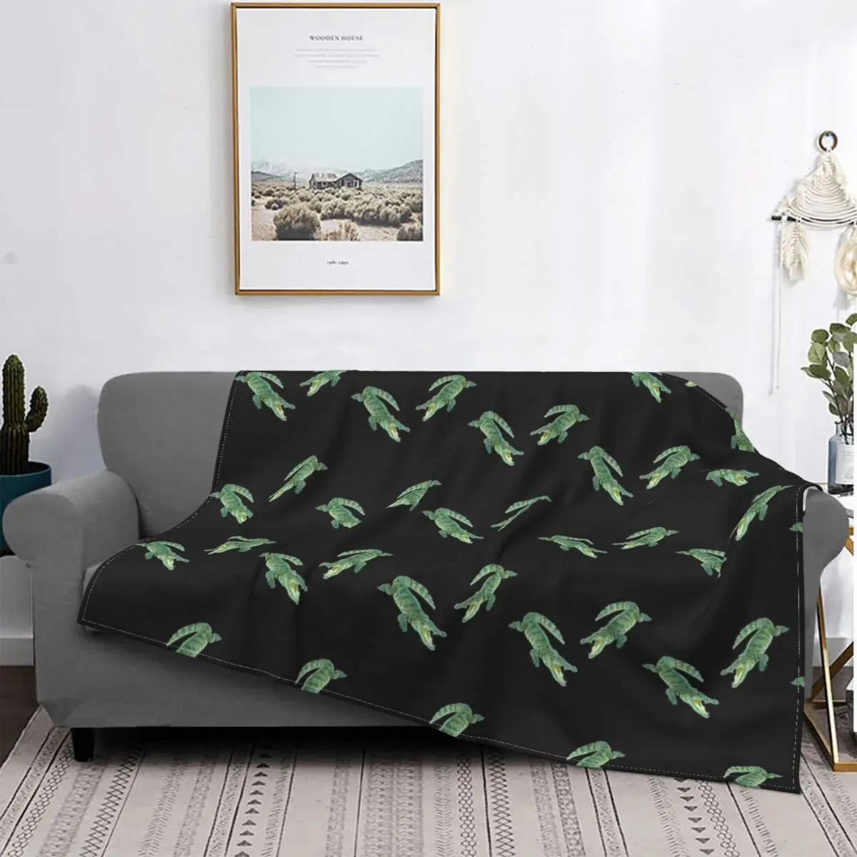 Alligator Ferocious Animal Teeth Blanket Flannel Multi-function Ultra-Soft Throw Blanket for Sofa Office Bedspread