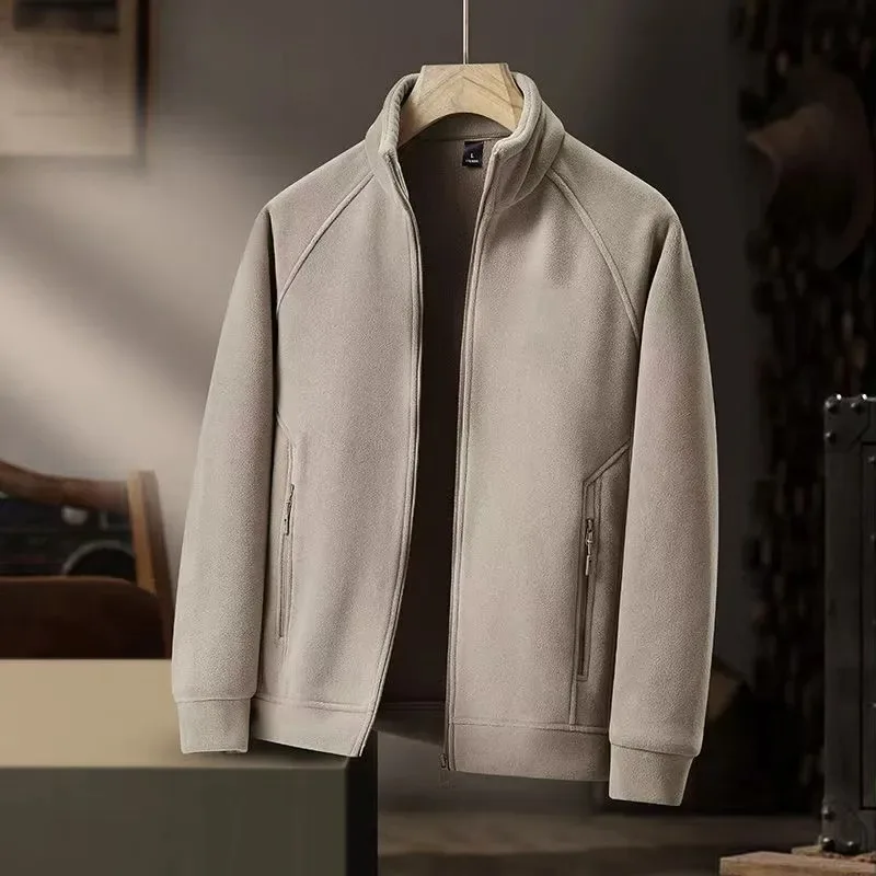 Stand Collar Coat Men's Autumn Winter New Casual Cardigan Sweatshirt Thickened Fleece Jacket Men's Style