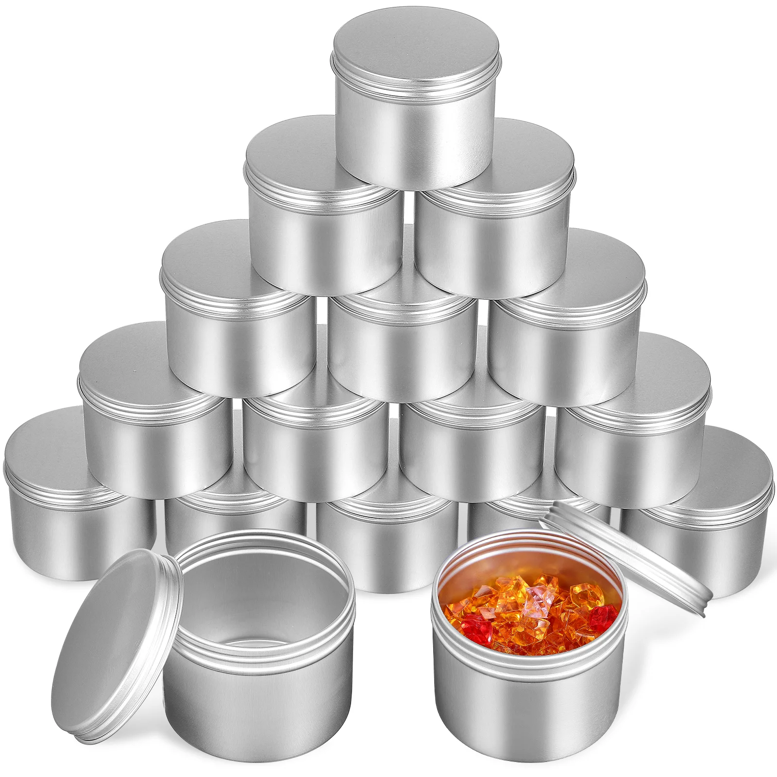 

Food Containers with Lids Round Sealed Aluminum Box Storage Jars Tin Cans Mini Candles