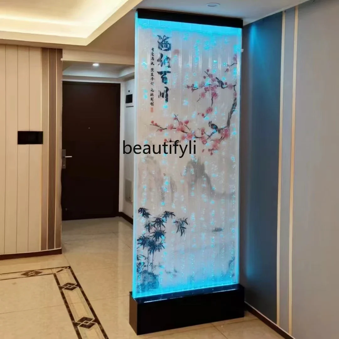 

Water Calligraphy and Painting Style Custom Guest Dining Room Entrance Bathroom Half Wall Water Curtain Wall Partition