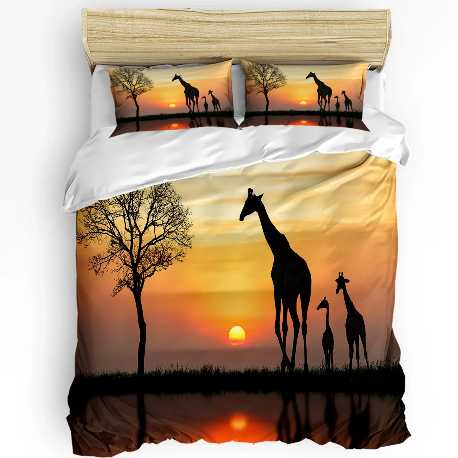 

3pcs Bedding Set Africa Giraffe Sunrise Home Textile Duvet Cover Pillow Case Boy Kid Teen Girl Bedding Covers Set