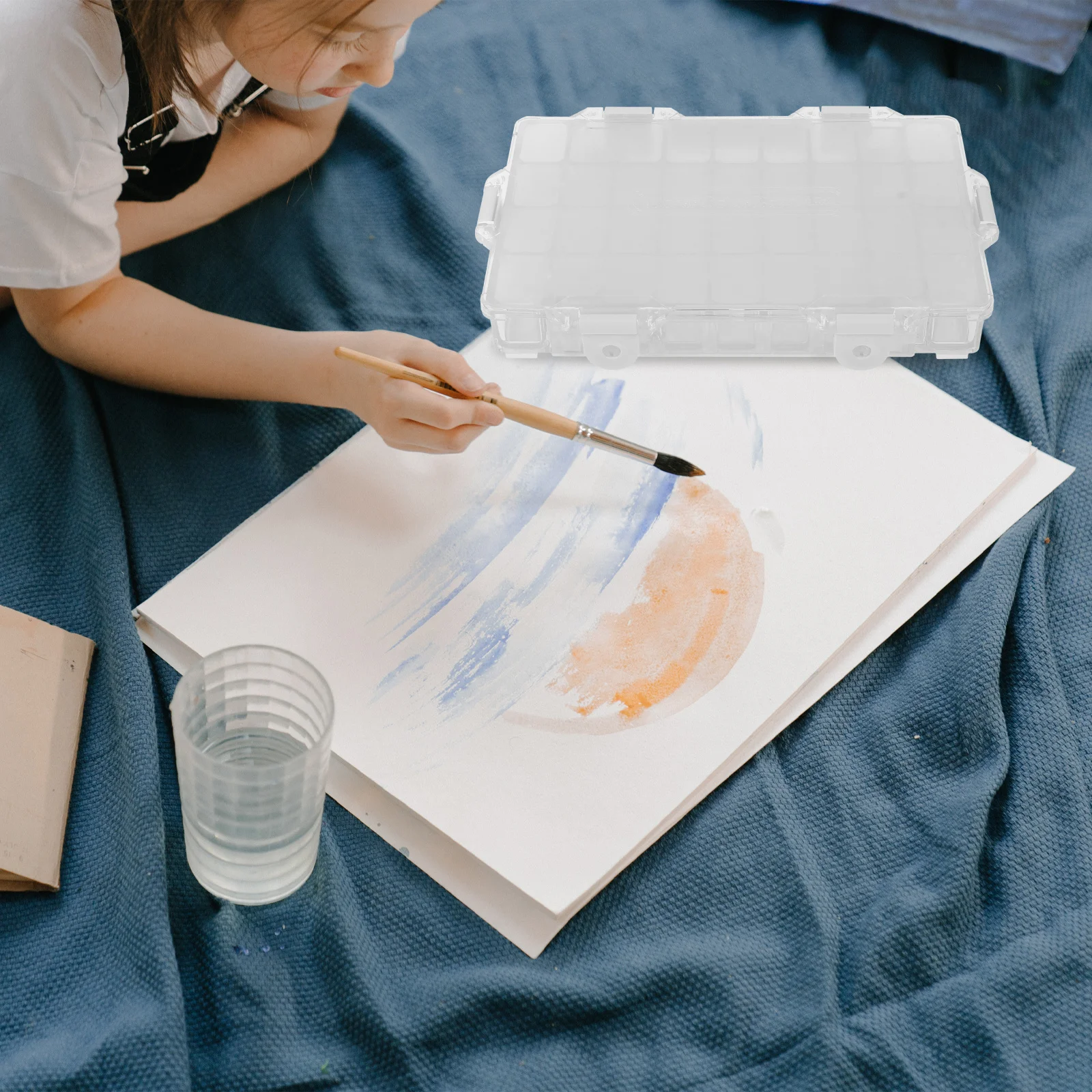 

1pc Premium Airtight Watercolor Paint Box With Compartments Portable Color Mixing Holder For Artists Students Kids Art