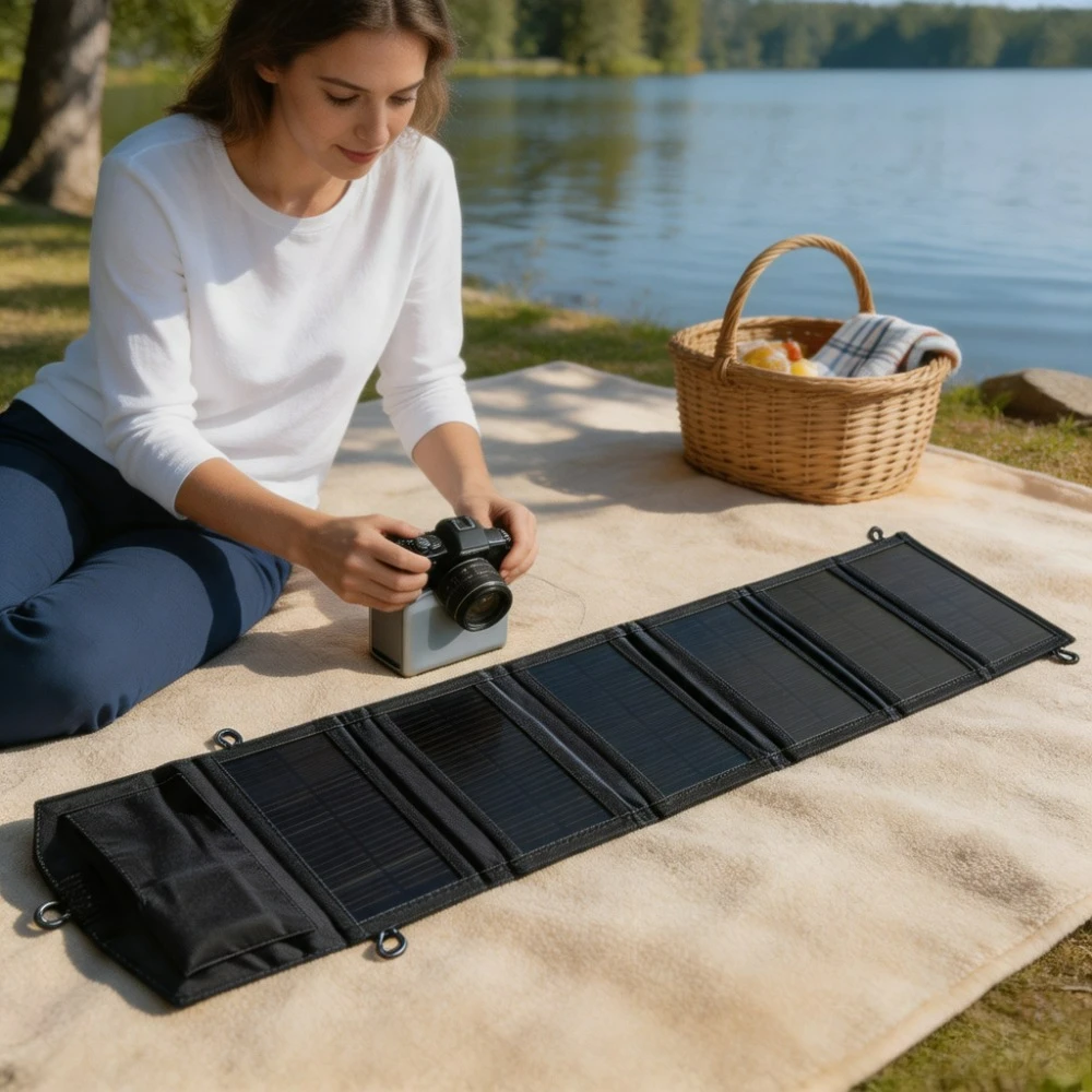 100W 25W Foldable Portable Waterproof Solar Panel Charger Dual USB Solar Power Charging Kit for Outdoor Camping Hiking