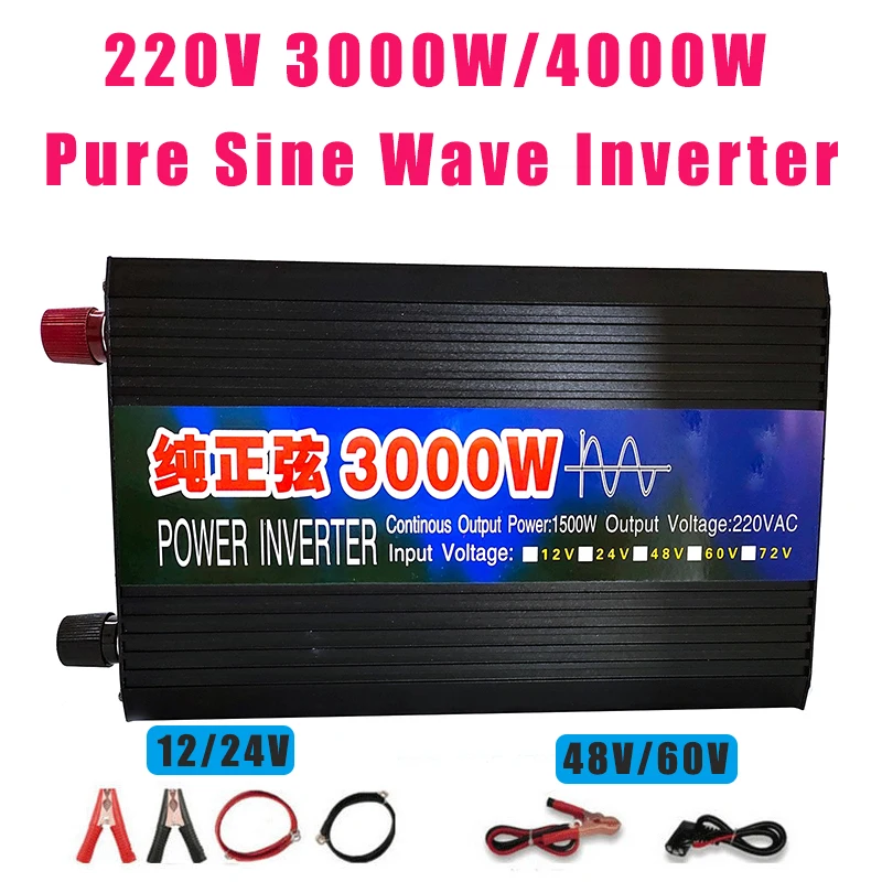 

DC12V/24V/48V To AC220V Pure Sine Wave Inverter 50Hz/60Hz Converter Solar System/Panel/Home/Outdoor/RV/Camping Voltage Inverters