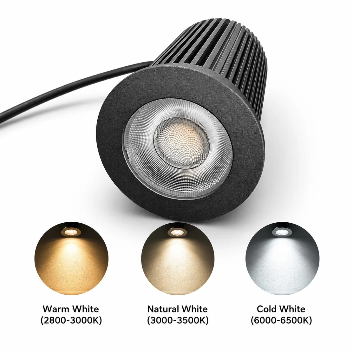 JOYINLED 9W LED Spotlight, 2800K-6500K Adjustable Color Temperature Stepless Dimmable Downlight, AC90-265V Indoor Ceiling Lamp