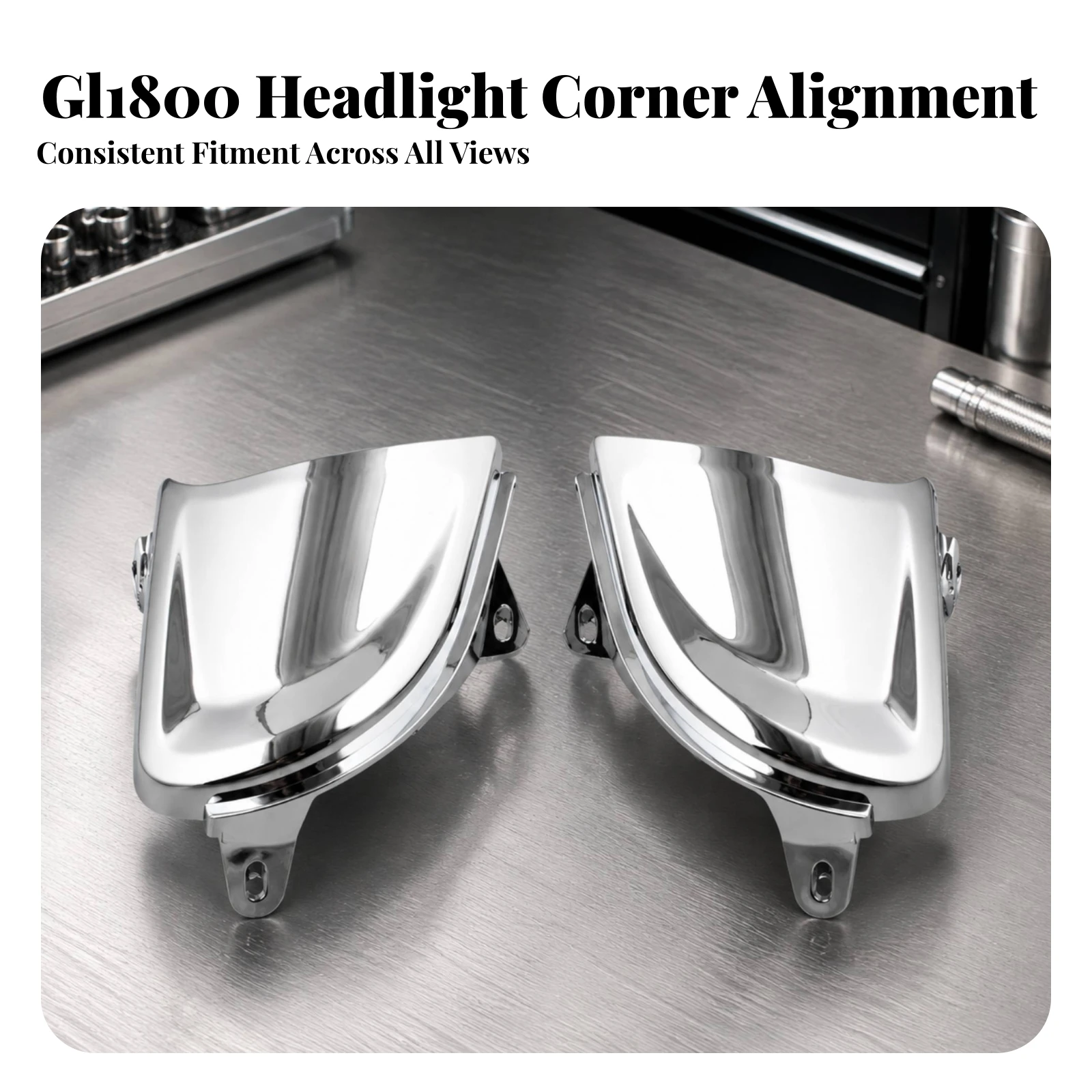 Front Headlight Cover Trim Reflective Motorcycle Gold Wing GL1800 Headlight Corner Decorative Cover Long-Lasting Plastic