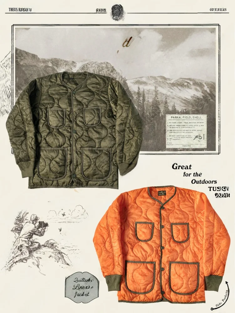 Nonstock American vintage Gourd Quilting Liner Cotton-padded jacket Jacket Water Repellent Mesh Nylon BBJ Bag Type